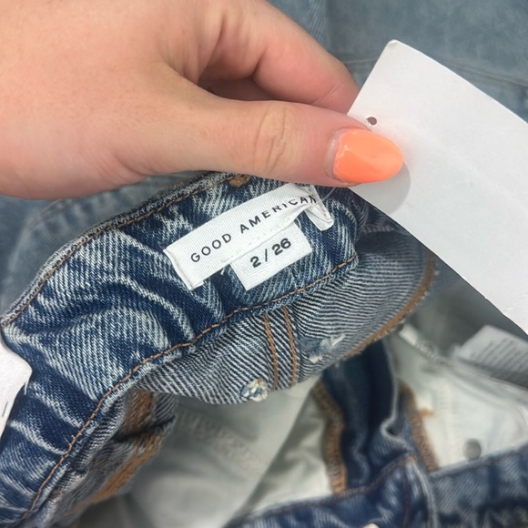 NWT Good American Good '90s Ripped High Waist Relaxed Jeans in Indigo293 Size 26 - Picture 8 of 13